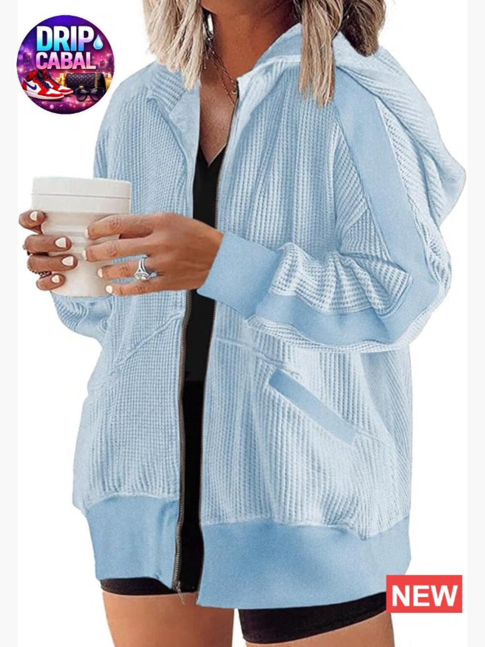 Womens Plus Size Long Sleeve Zip Up Oversized Hoodie Sweatshirt Jacket with